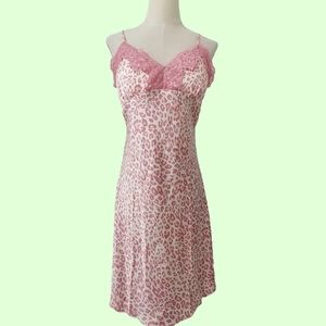 pink leopard slip dress